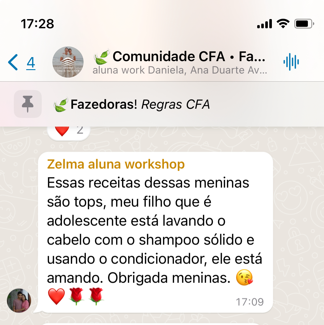 Produto natural feito por aluna